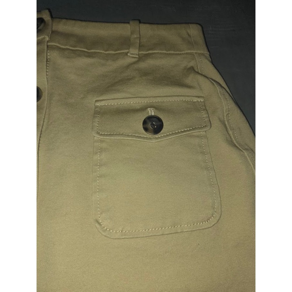 Boden Tan Khaki Button Front Utility Skirt Size 8R Pocketed Twill Cotton A-Line - Picture 3 of 7